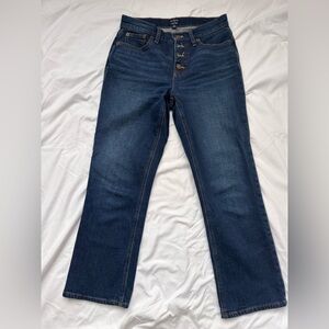 J. Crew Dark Blue Mid-Rise Cropped Flare Jeans